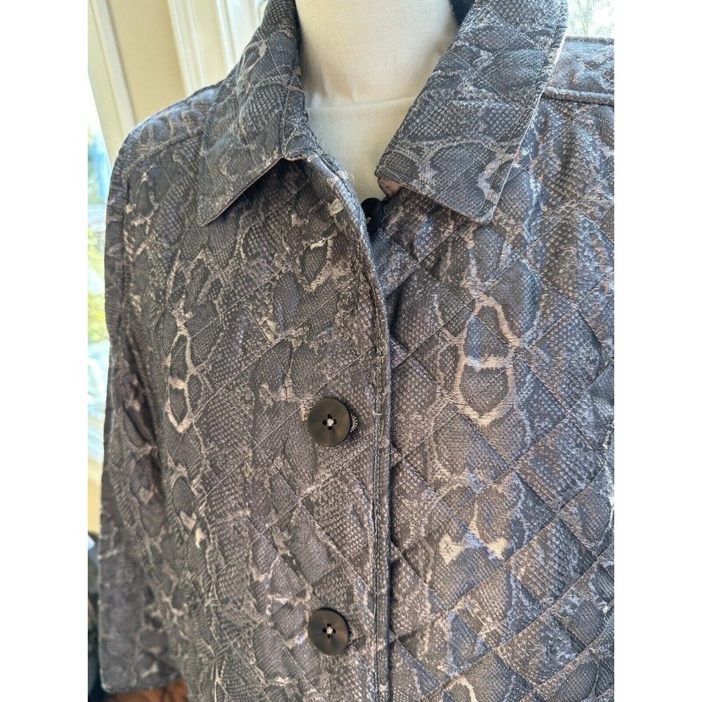 $159 NWT Chico's Quilted Python LS Animal Print Outerwear Jacket, Size 4 20/22